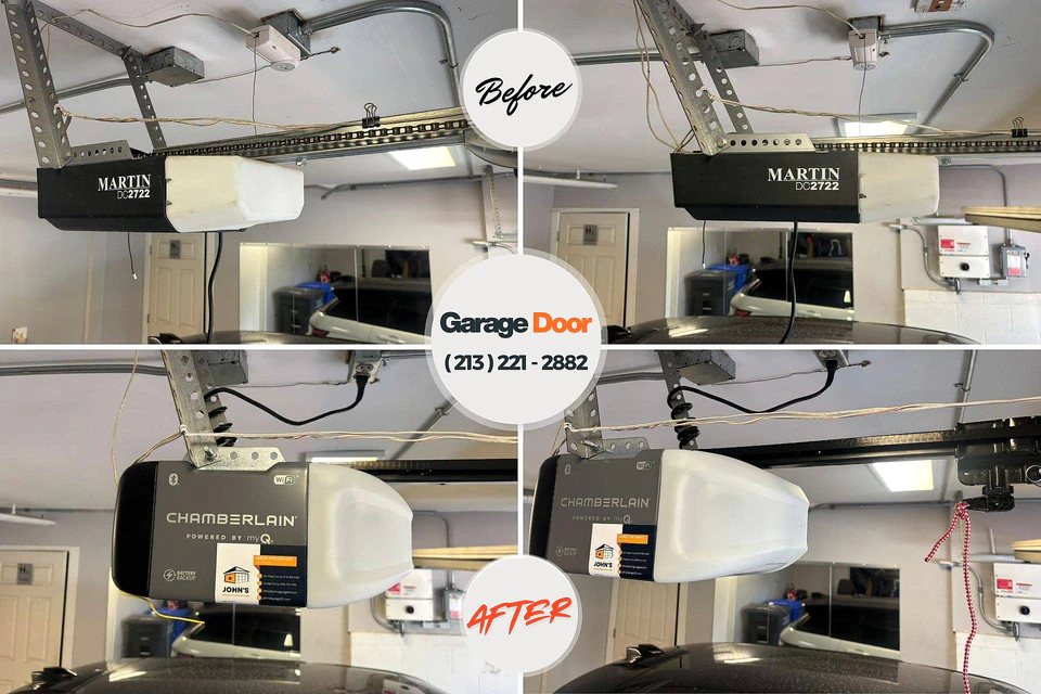 Before and after: garage door repair Thompson's Station, TN